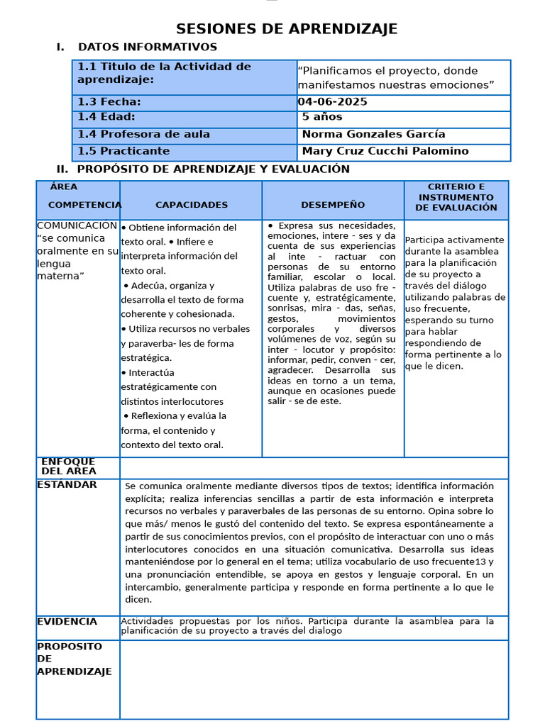 Planificación de Proyecto Emocional Infantil | PDF | Las emociones ...