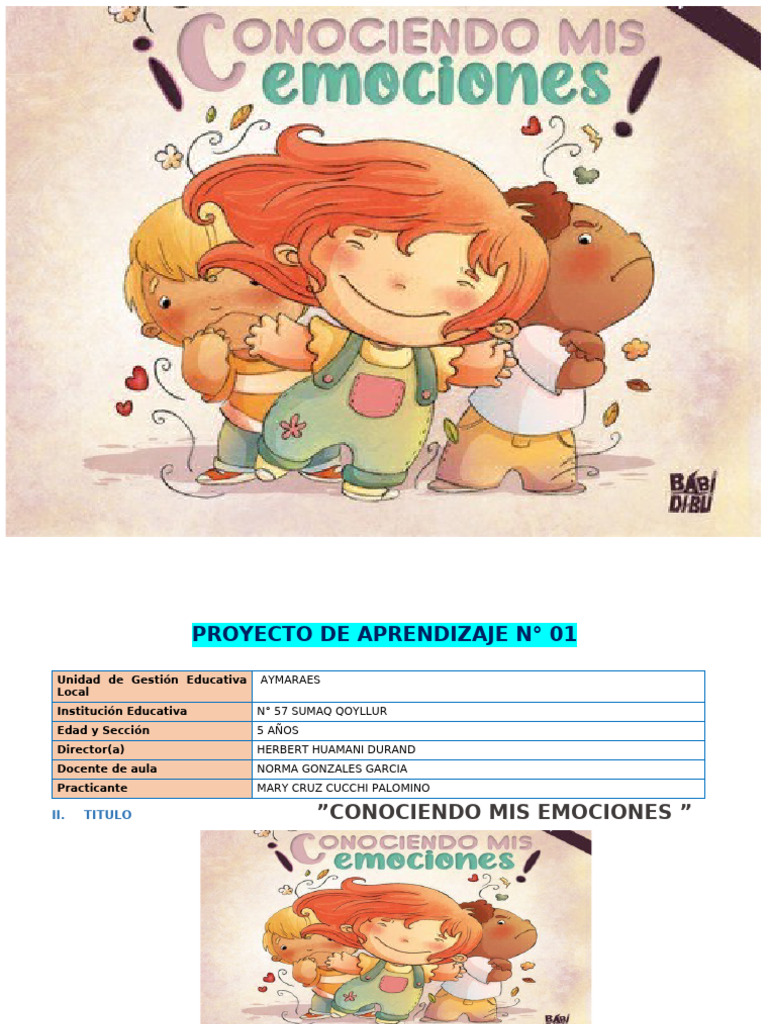 Proyecto "Conociendo Mis Emociones" | PDF | Las emociones | Aprendizaje