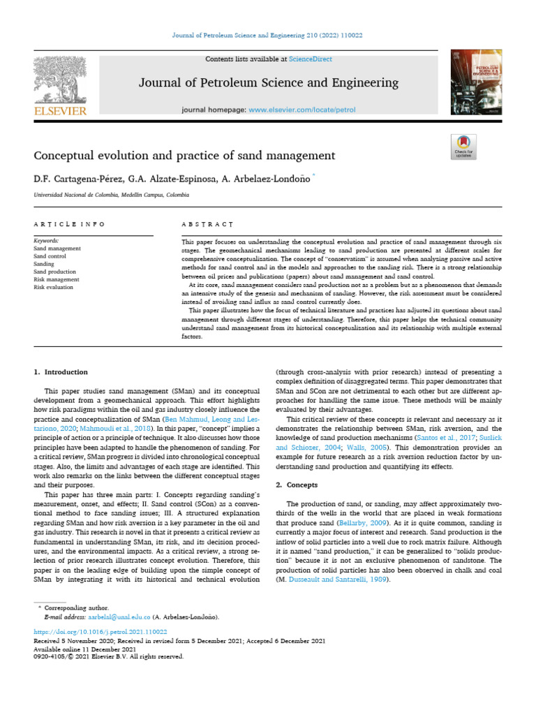 Conceptual Evolution and Practice of Sand Management | PDF | Risk