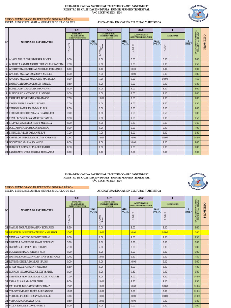 Eca Sexto Grado 2023 | PDF