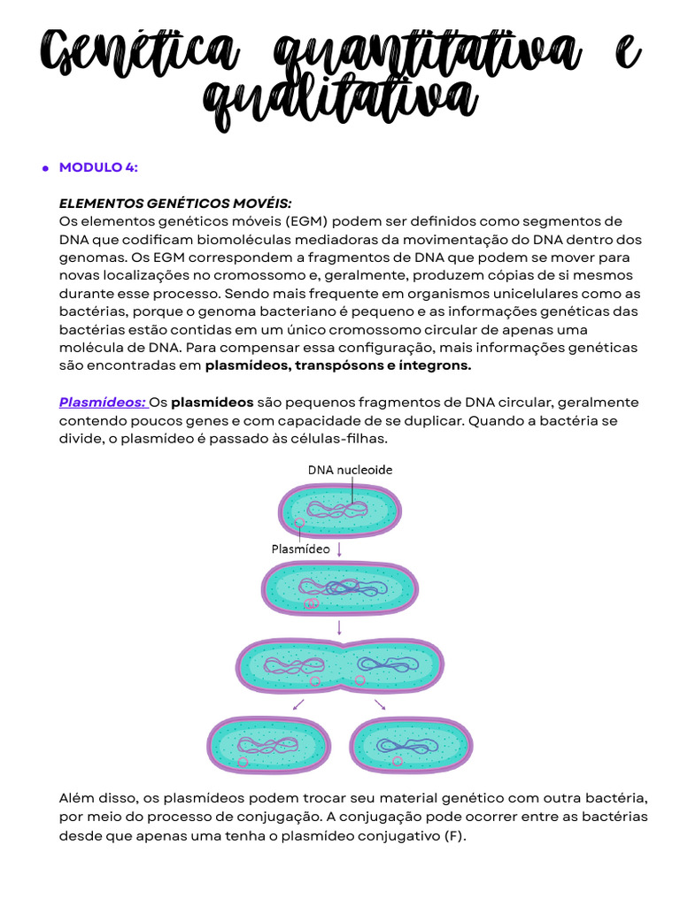 Plasmídeos e Elementos Genéticos Móveis | PDF | Plasmídeo | Reação em ...