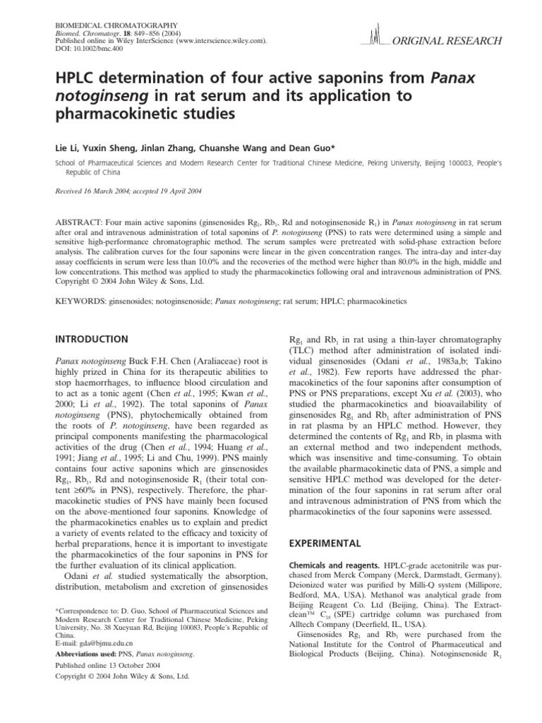 HPLC Determination of Four Active Saponins From Panax Notoginseng in ...