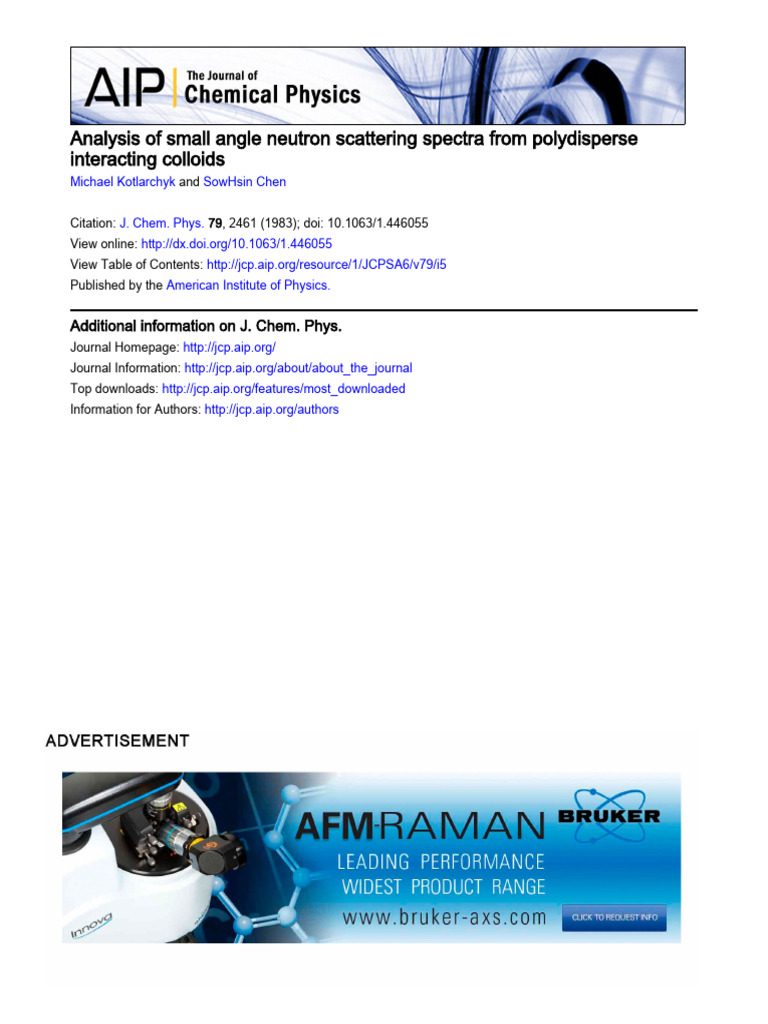 Analysis of Small Angle Neutron Scattering Spectra From | PDF | Cross ...