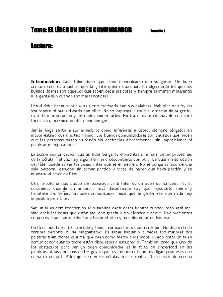 Comunicación Efectiva en el Liderazgo | PDF