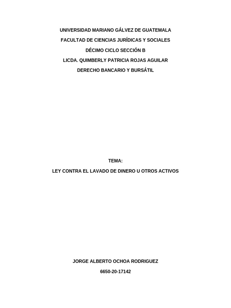 Ley Contra el Lavado de Dinero en Guatemala | PDF | Castigos | Lavado ...