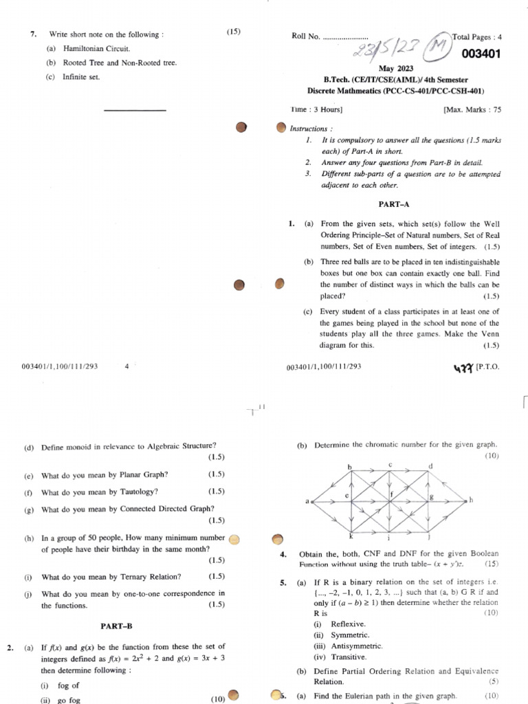 4TH Sem | PDF | Combinatorics | Mathematical Relations