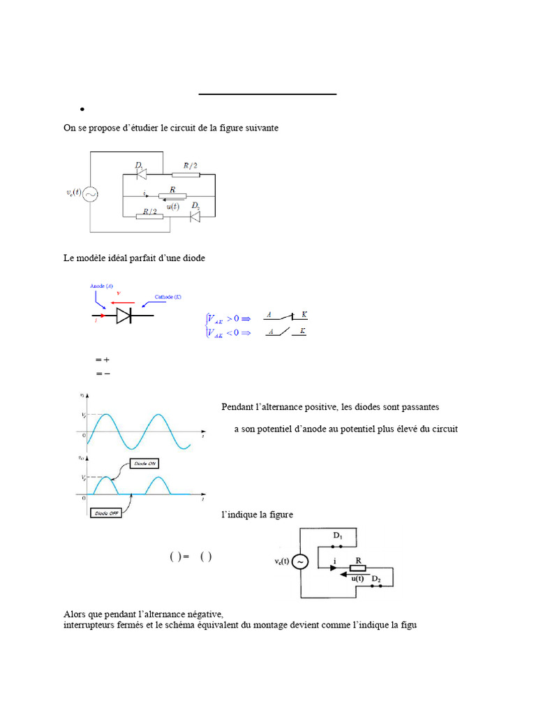 Analyse du Circuit avec Diodes Parfaites | PDF | Diode | Biens manufacturés