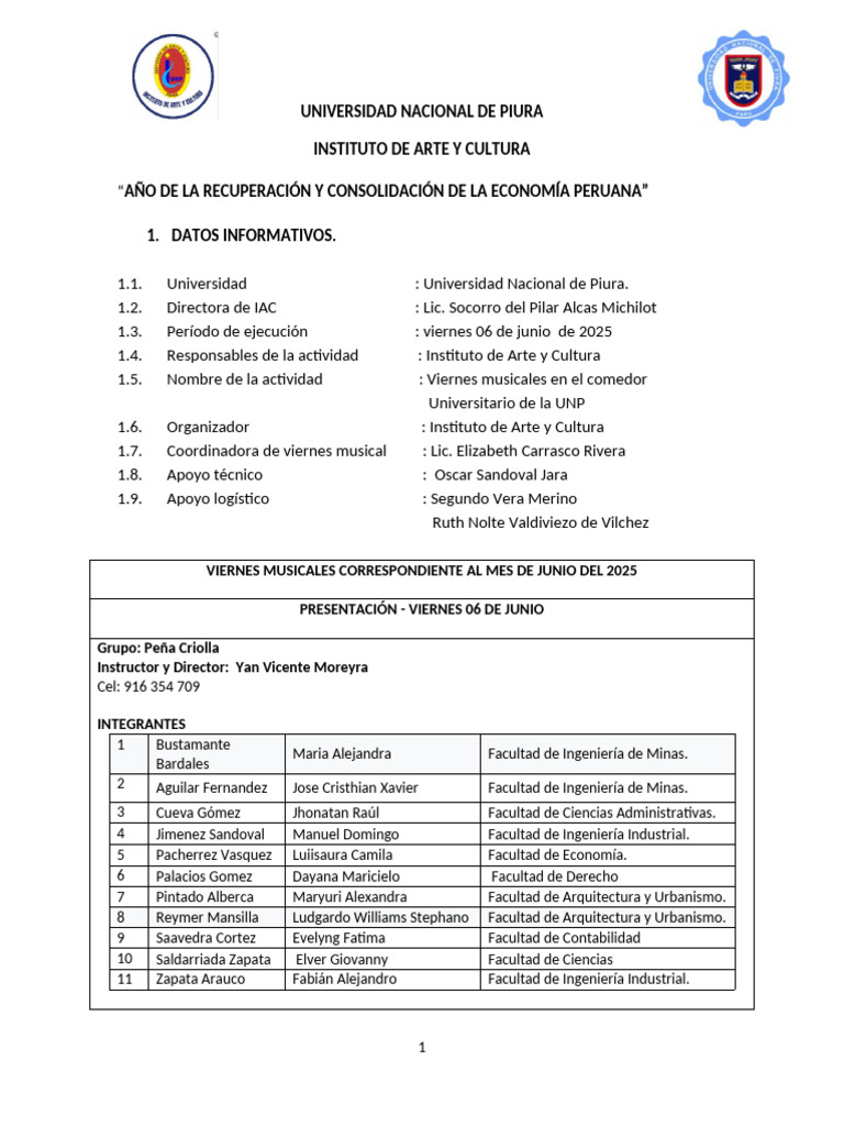 Viernes Musical 06 de Junio 2025 | PDF