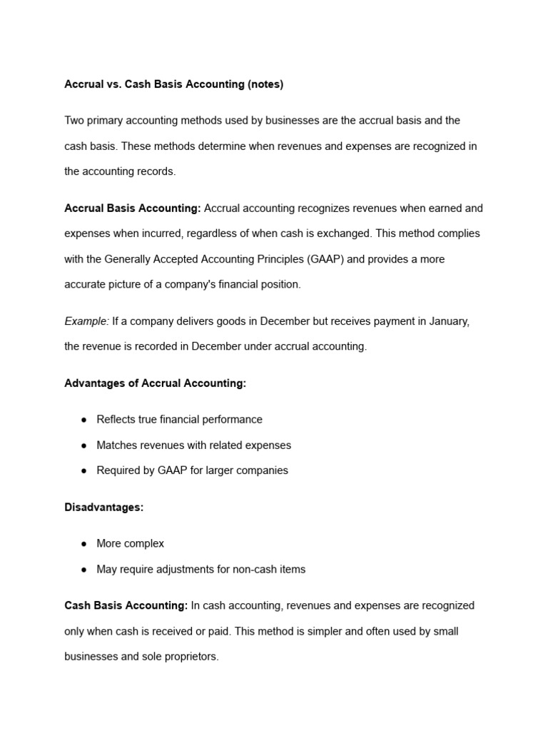 Accrual vs. Cash Basis Accounting Explained | PDF