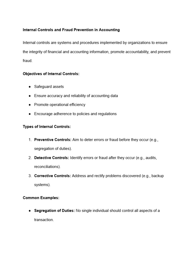 Internal Controls for Fraud Prevention | PDF