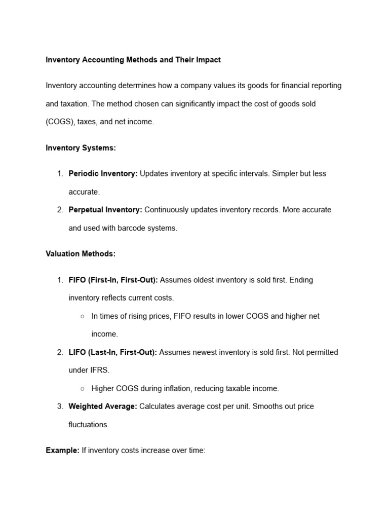 Inventory Accounting Methods (Notes Only) | PDF