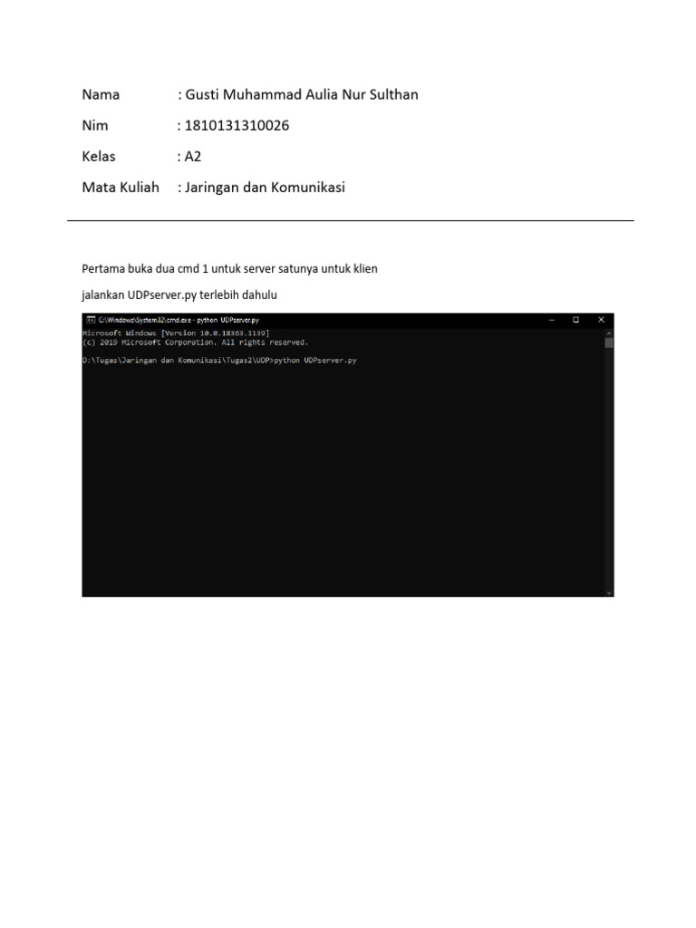 Tutorial Koneksi UDP Server dan Klien | PDF