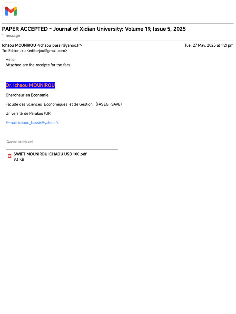 Gmail - PAPER ACCEPTED - Journal of Xidian University - Volume 19 ...