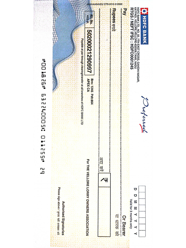 HDFC CHQ | PDF