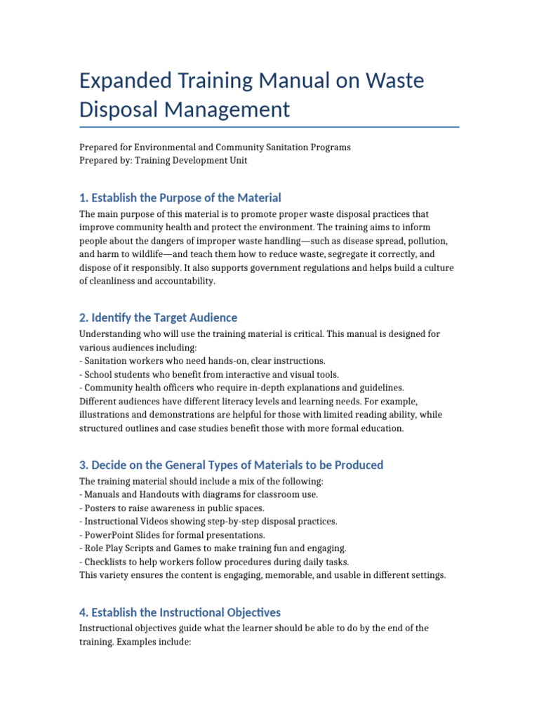 Expanded Waste Disposal Training Manual | PDF | Waste Management | Waste