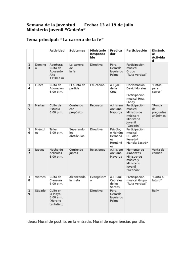Semana de la Juventud 2023: Actividades y Temas | PDF