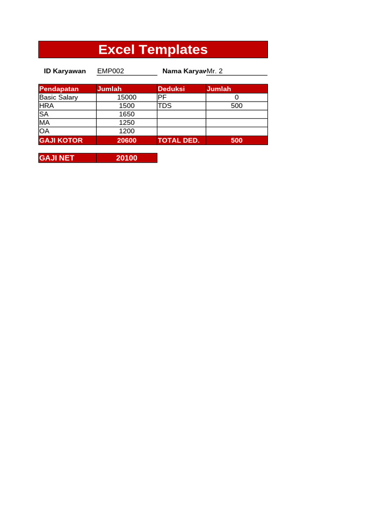 Template 03 Pay Slip With Data of Pay | PDF | Government Finances | Taxes