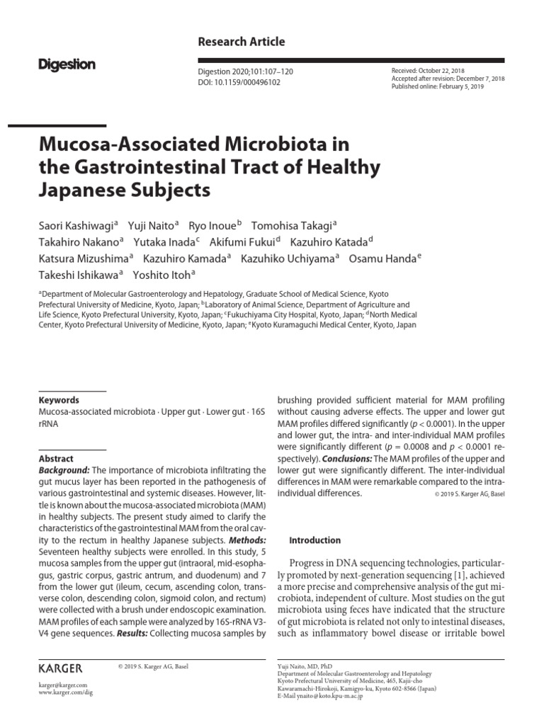 Mucosa-Associated Microbiota in Healthy Japanese | PDF | Medicine ...