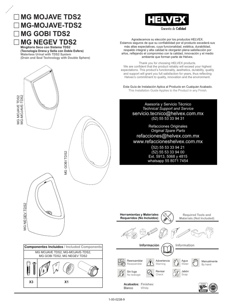 Mingitorio Seco Helvex MG Mojave TDS2 | PDF