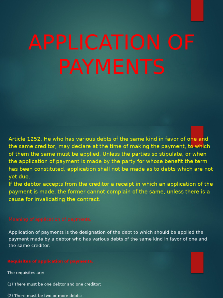 Application of Payments | PDF | Guarantee | Payments