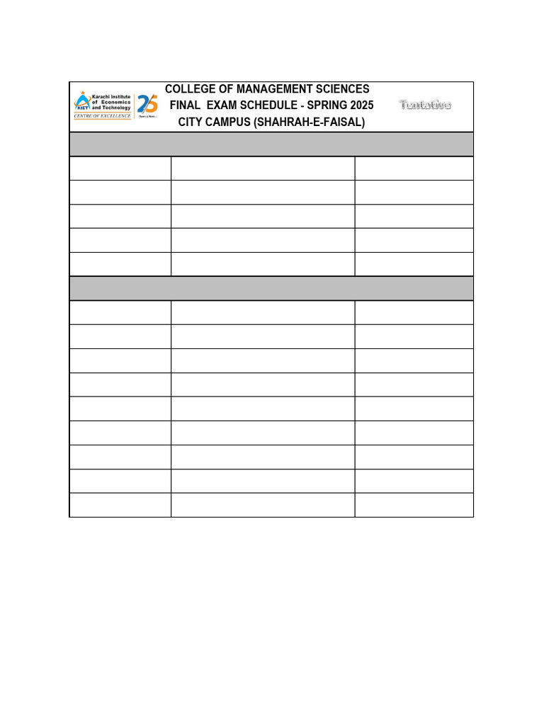 Project Management Exam Schedule 2025 | PDF | Business | Economies