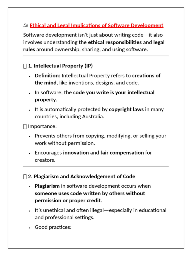 Ethical and Legal Implications of Software Development | PDF ...