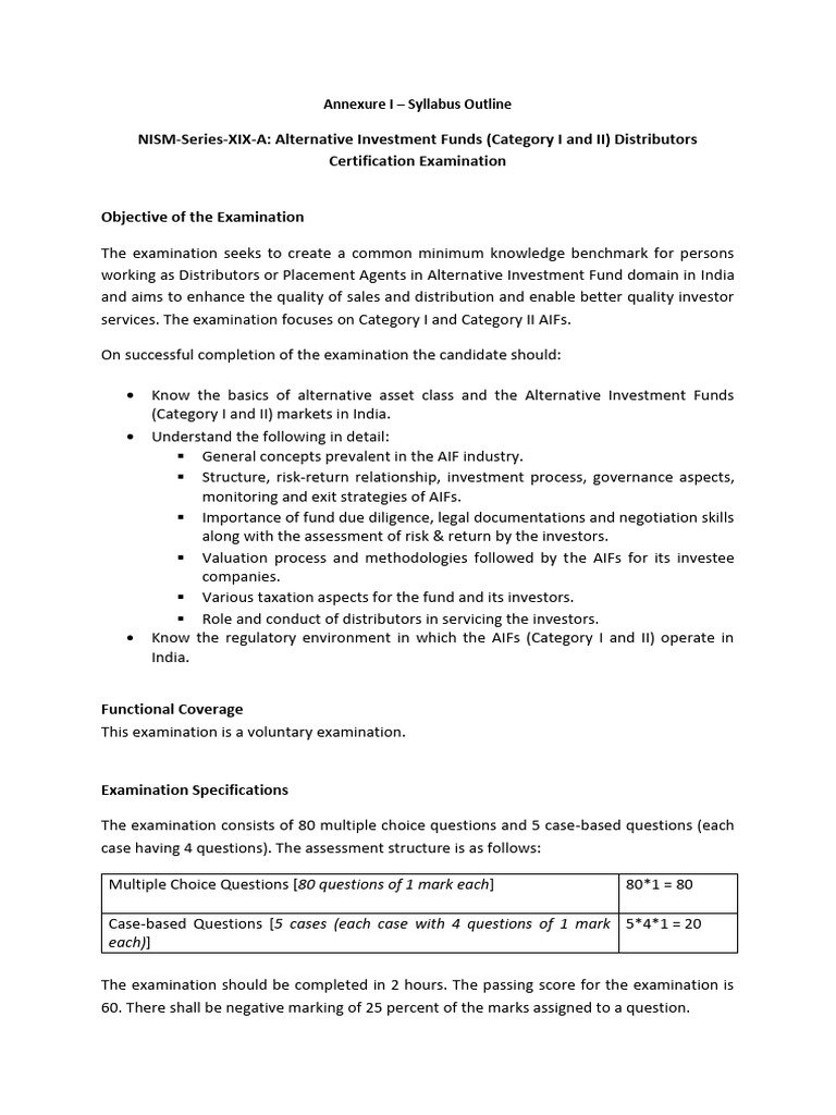NISM Series XIX-A Exam Syllabus Overview | PDF | Investing | Investment ...