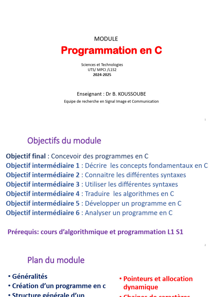 Introduction à la Programmation en C | PDF | Pointeur (programmation ...