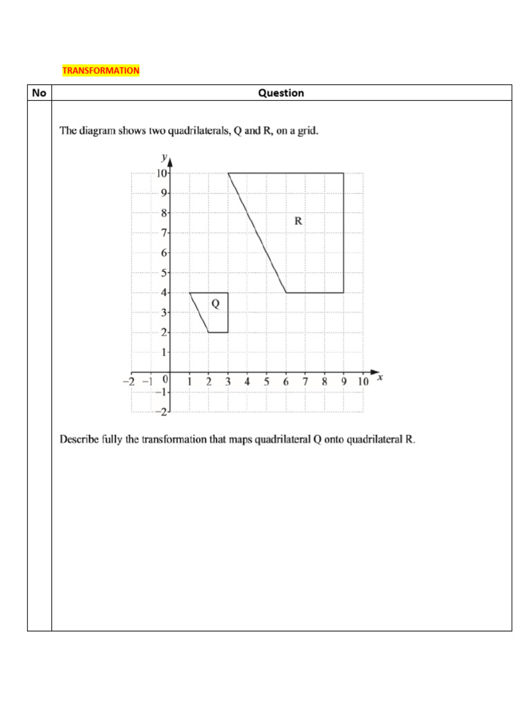 Transformation Past Paper Question | PDF