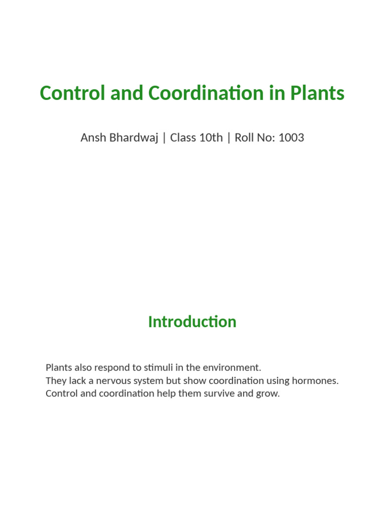 Plant Coordination and Movements | PDF