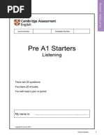 Starters Authentic 1 - Test 3 KEY | PDF
