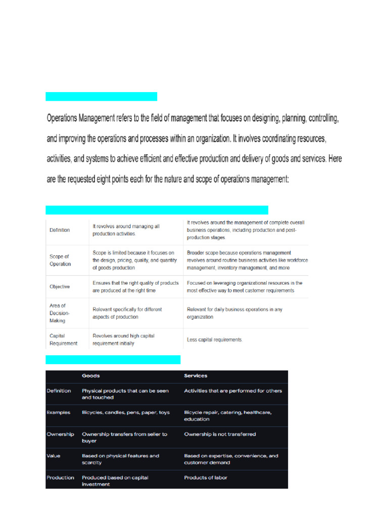 Operations Management Overview and Strategies | PDF | Supply Chain ...