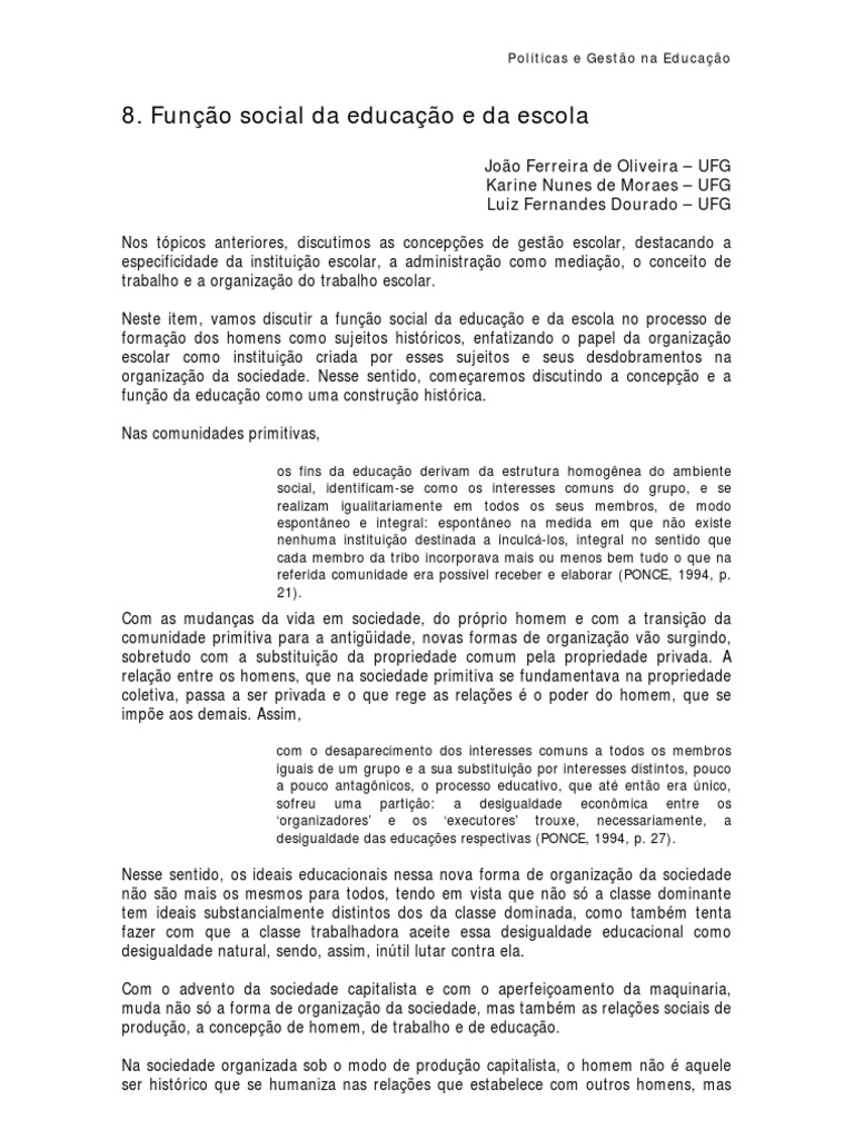 Função Da Escola Texto Livre | PDF