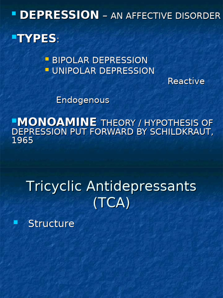 TCA Pharmacology and Imipramine MOA | PDF | Psychopharmacology ...