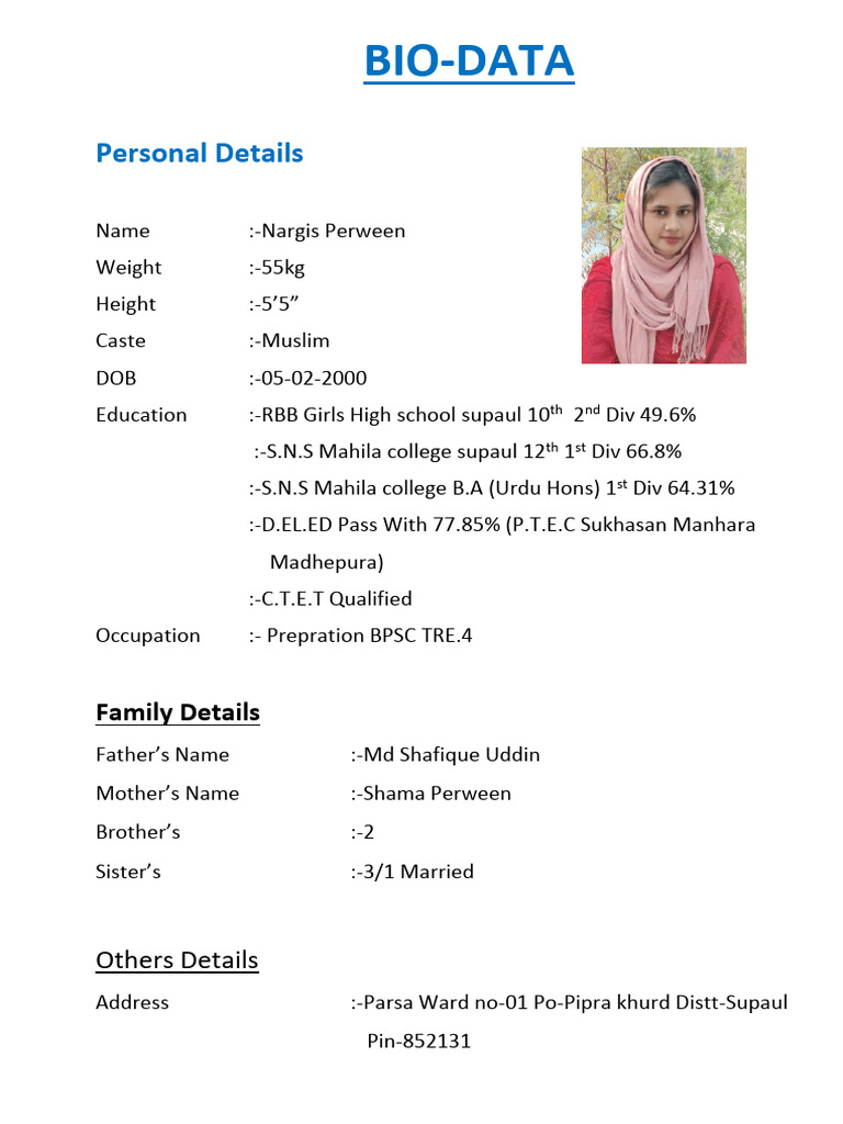 Bio Data | PDF