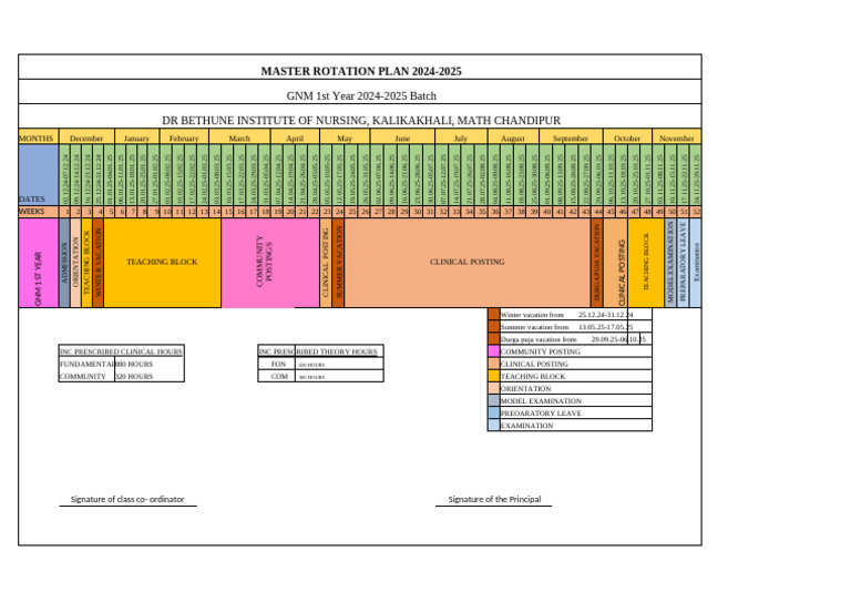 GNM 1st Year Rotation Plan 2024-25 | PDF | Health Care
