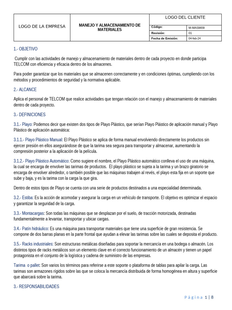 Manejo y Almacenamiento de Materiales | PDF | Almacén | Máquina elevadora