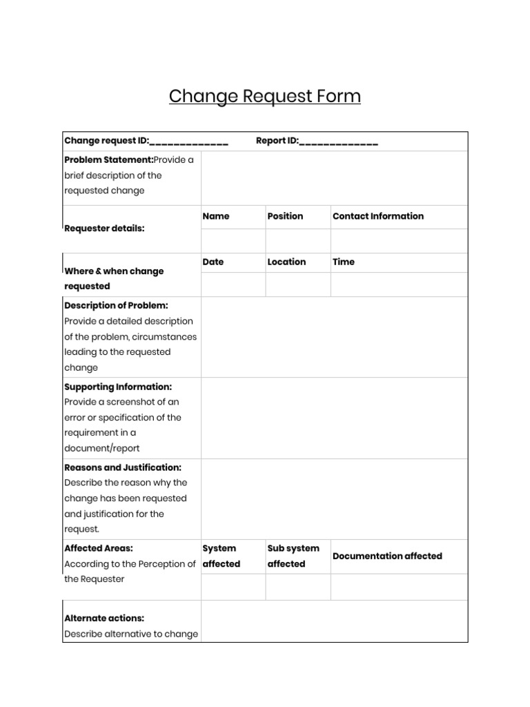 Change Request Form Template | PDF