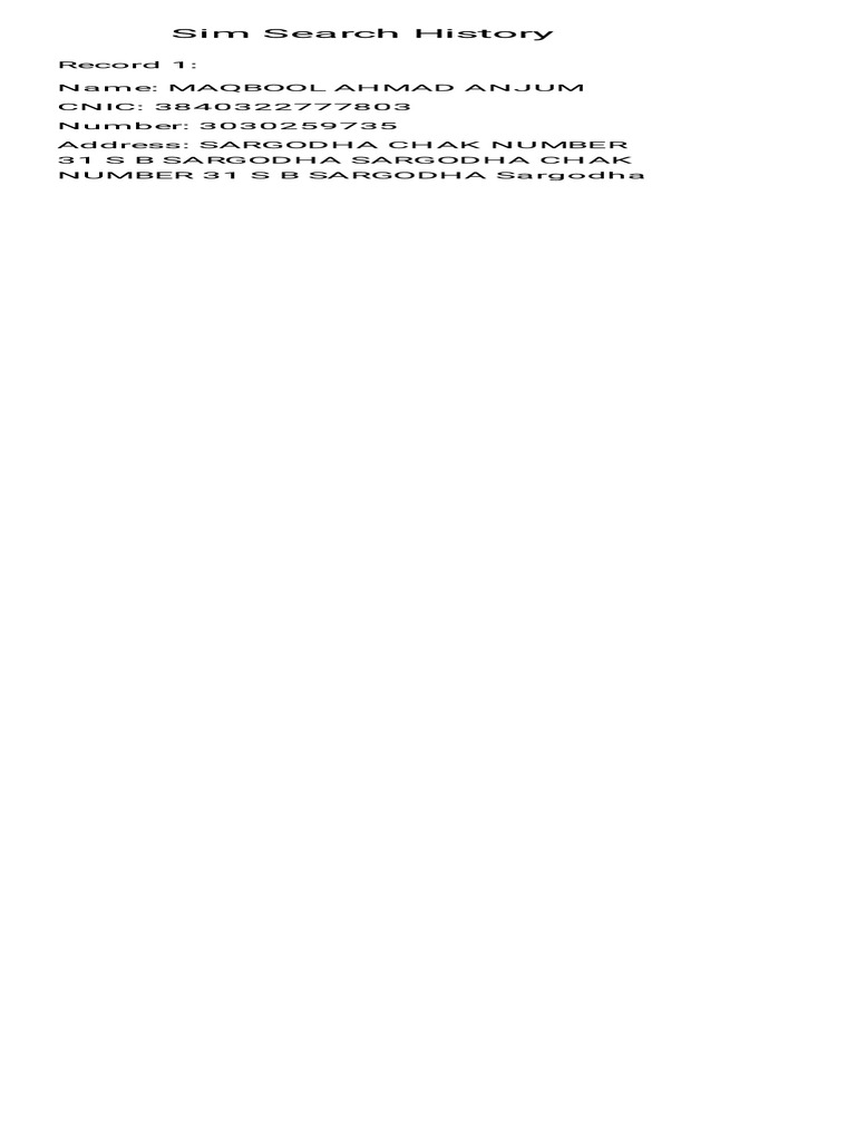 Sim Search History | PDF