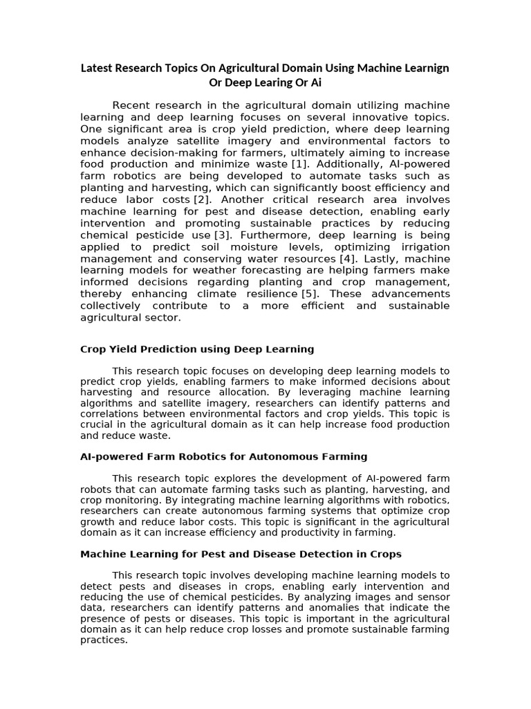 Latest Research Topics On Agricultural Domain Usin | PDF | Agriculture ...