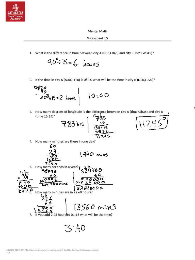 Time Difference Worksheet | PDF