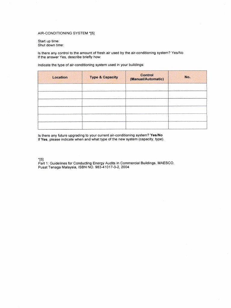 Air Conditioning Data Collection Forms | PDF