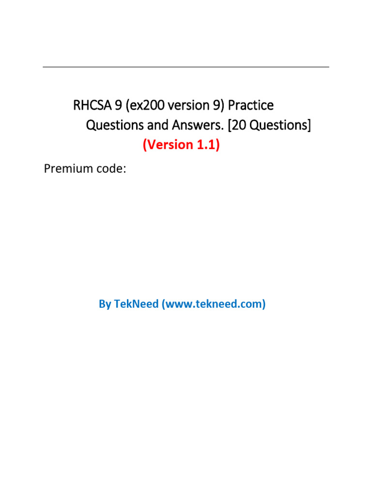 RHCSA 9 Exam Practice Questions Guide | PDF | Zip (File Format) | Password