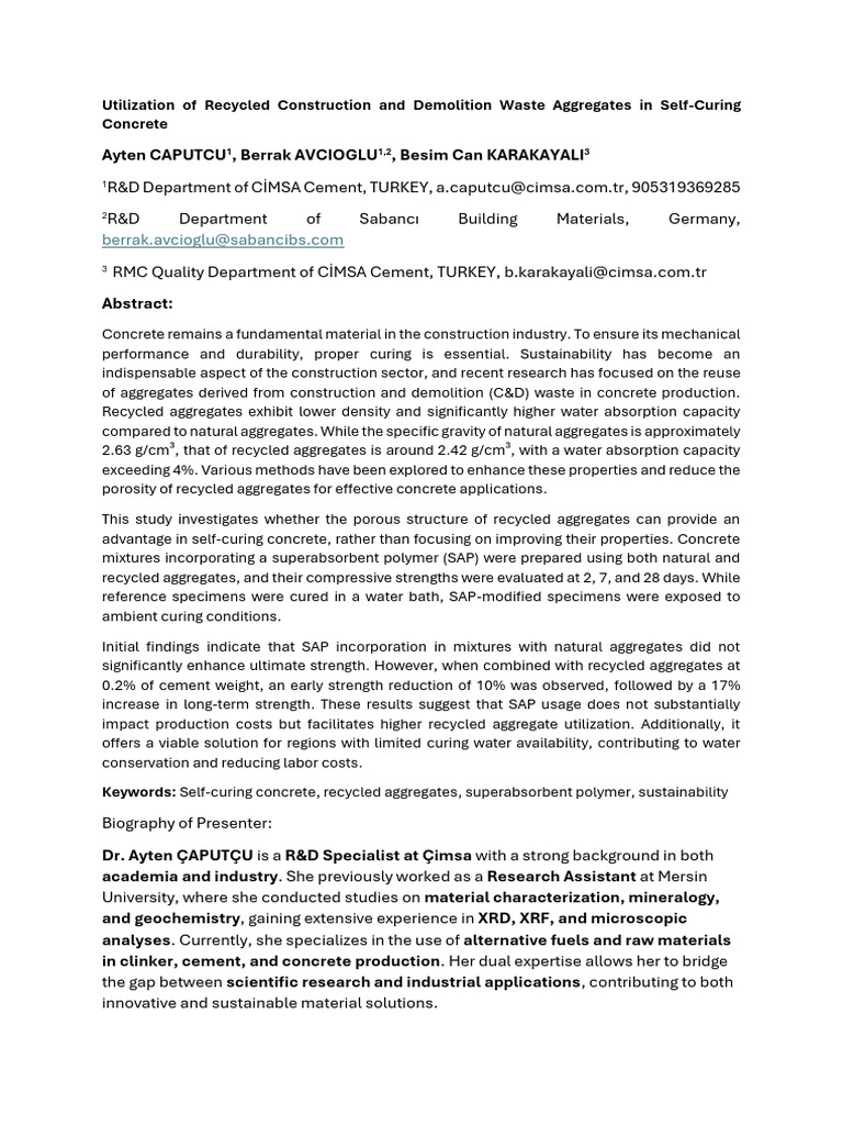Utilization of Recycled Construction and Demolition Waste Aggregates in ...