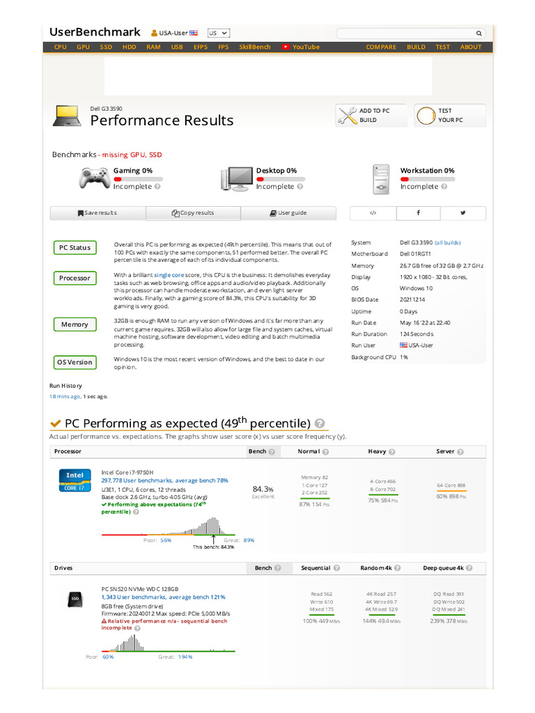 Dell G3 3590 Performance Benchmark Results | PDF | Personal Computers ...