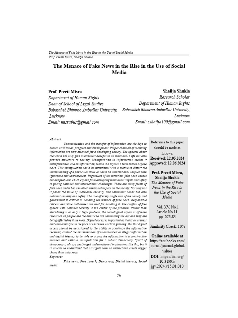 Impact of Fake News on Social Media | PDF | Freedom Of Speech | News
