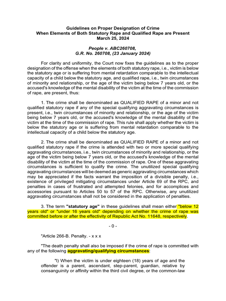 Guidelines On Proper Designation of CrimeWhen Elements of Both | PDF ...