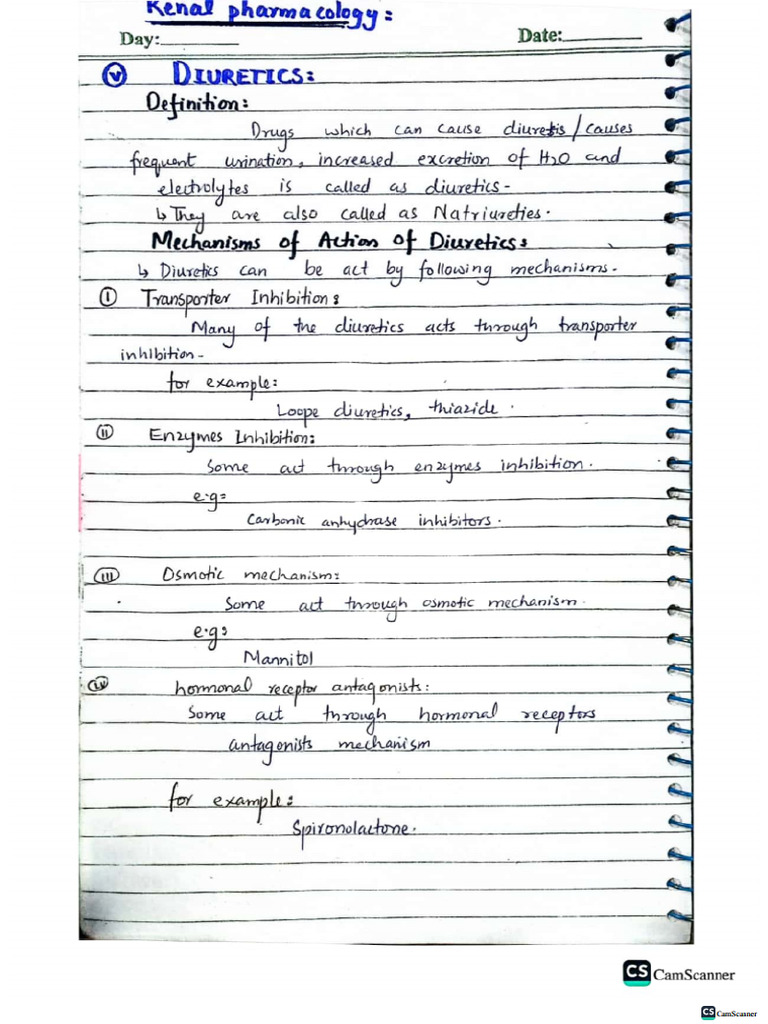 Diuretics Antihypertensive Medicine Notes | PDF