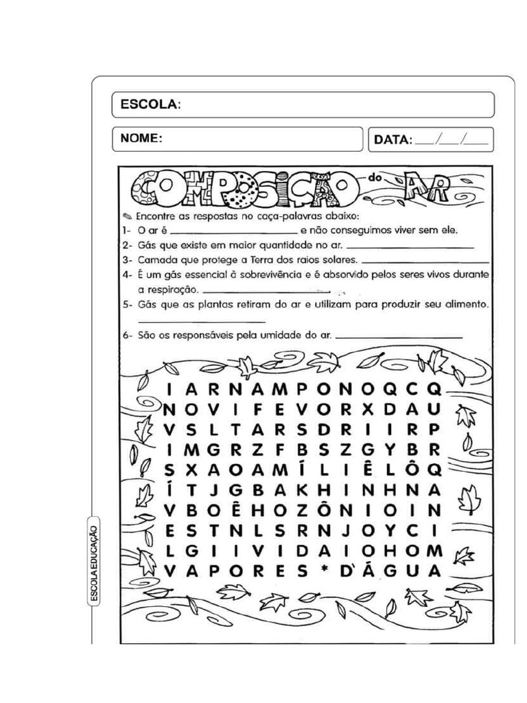 Composição Do Ar Caça Palavras | PDF