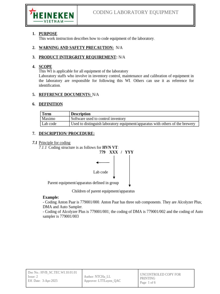 (EQ CODING) HVB - SC - TEC.WI.10.01.01-v2 | PDF | Laboratories ...